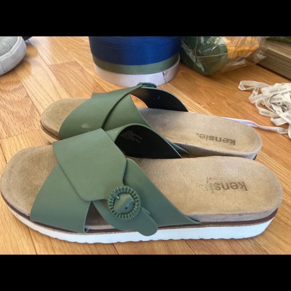 Mint green cross sandal